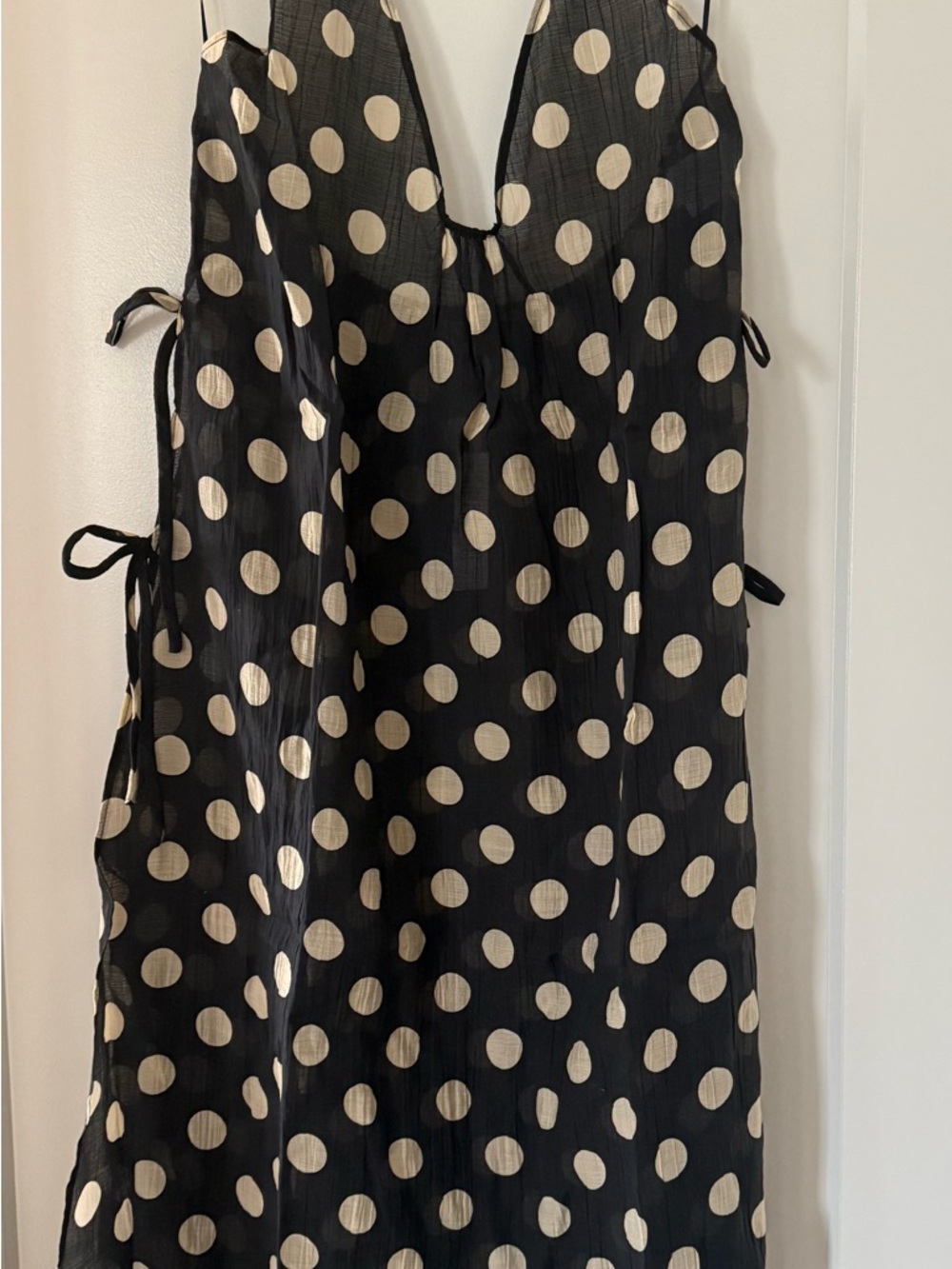J. Crew Black Polka Dot Midi Coverup Dress with Beige Dots size M - NWT - Picture 6 of 8